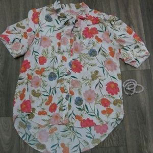 Kate Spade button up tie collar floral shirt
